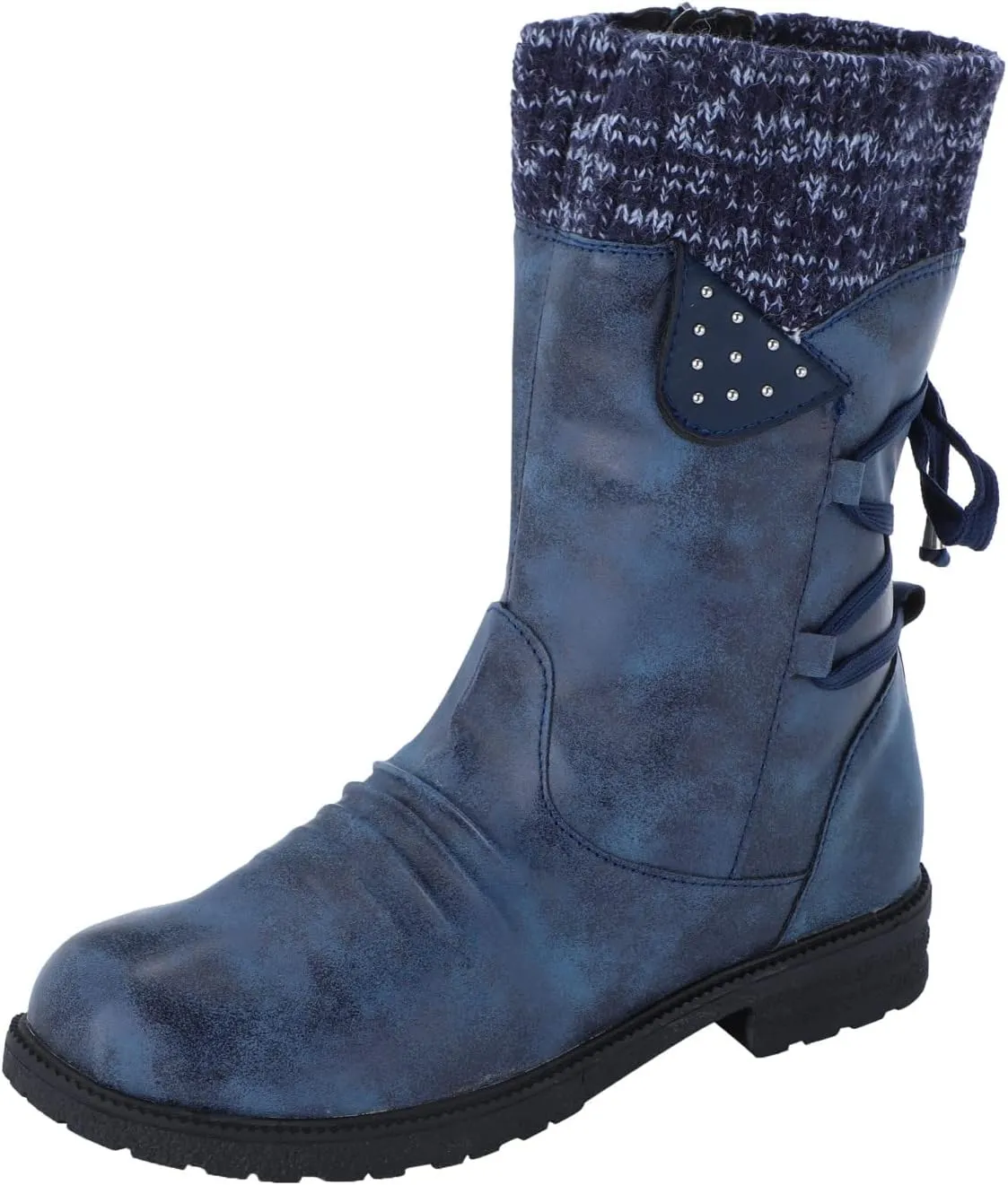 AMDBEL Knee High Boots Women, Womens Boots Fall 2023 Knee High, Snow Boots for Women Fur Lined Round Toe Square Heel Snow Boots Winter Mid Calf Boots
