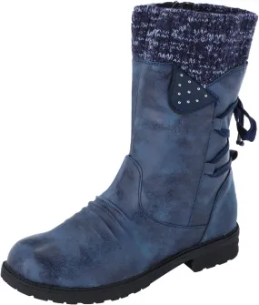 AMDBEL Knee High Boots Women, Womens Boots Fall 2023 Knee High, Snow Boots for Women Fur Lined Round Toe Square Heel Snow Boots Winter Mid Calf Boots