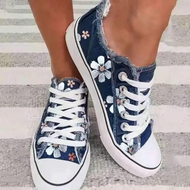 Autumn Canvas Trainers Low Top Lace Up Casual Shoes