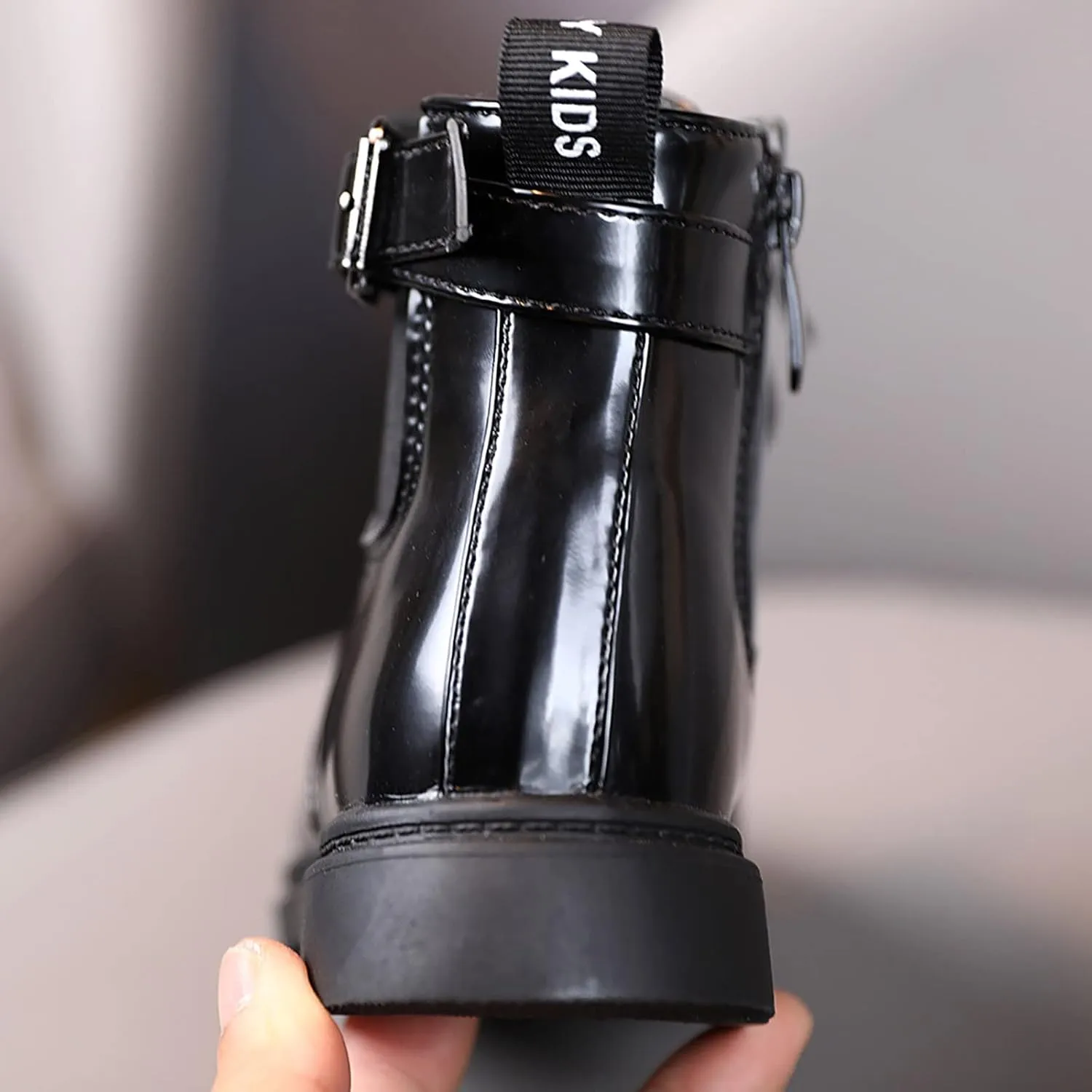 Boys Girls Waterpoor Ankle Boots Lace Up Mid Calf Fashion Boots Winter Warm Outdoor Leather Shoes Toddler Booties (B, 12-18 Months)
