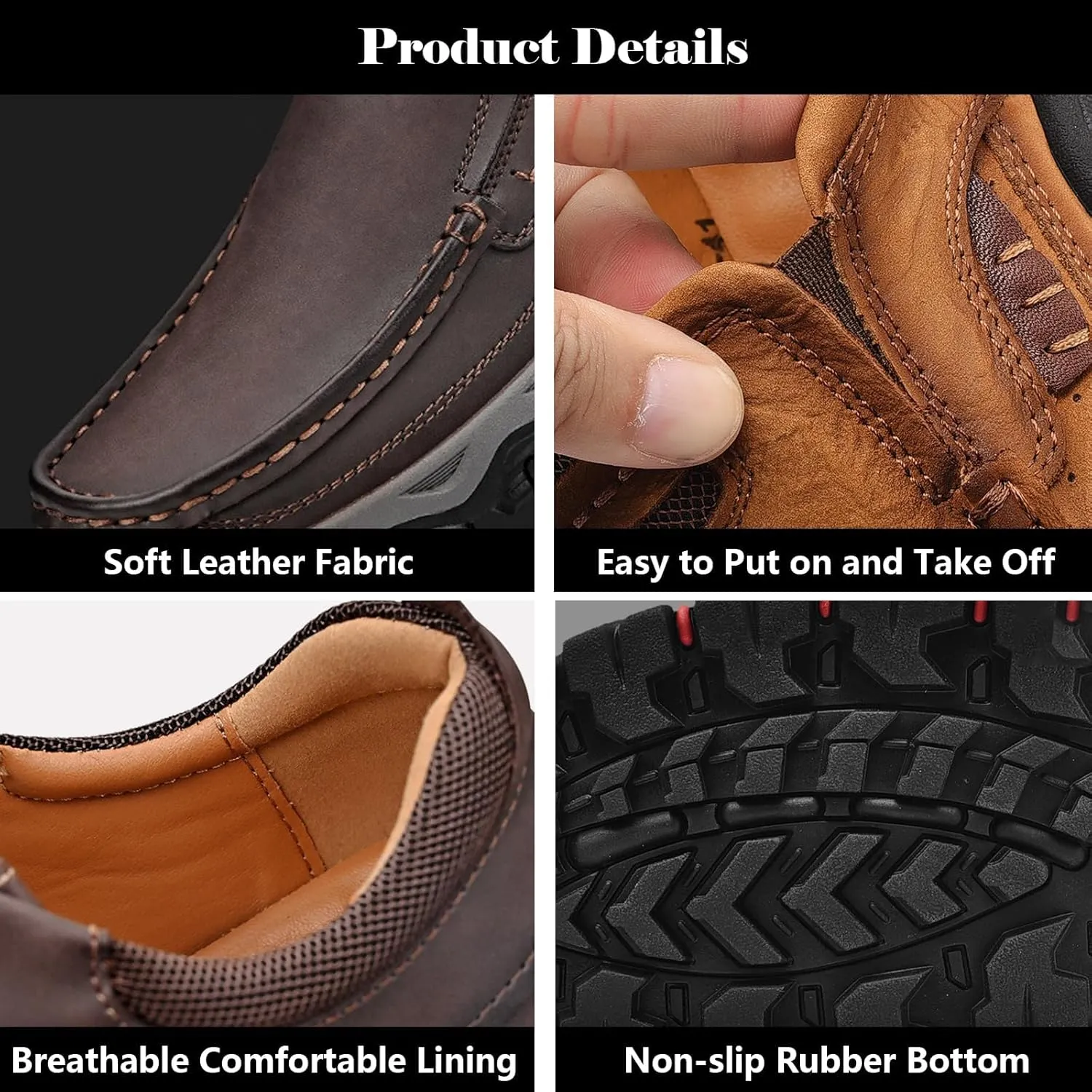 Caipcmall Mens Orthopedic Shoes,Caipcmall Mens Shoes,Men's Casual Non-Slip Comfy Breathable Leather Slipon Casual Leather Comfortable WalkingLoafer