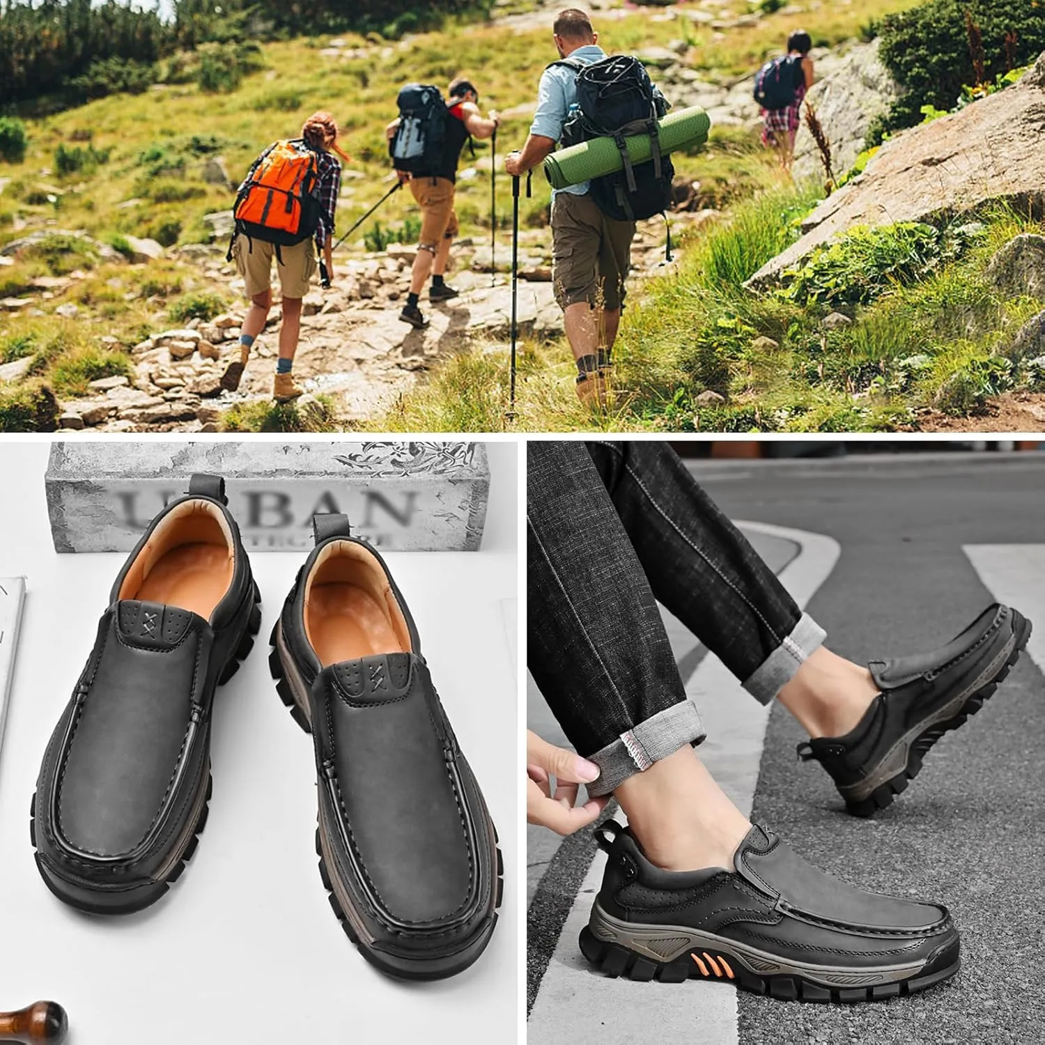 Caipcmall Mens Orthopedic Shoes,Caipcmall Mens Shoes,Men's Casual Non-Slip Comfy Breathable Leather Slipon Casual Leather Comfortable WalkingLoafer