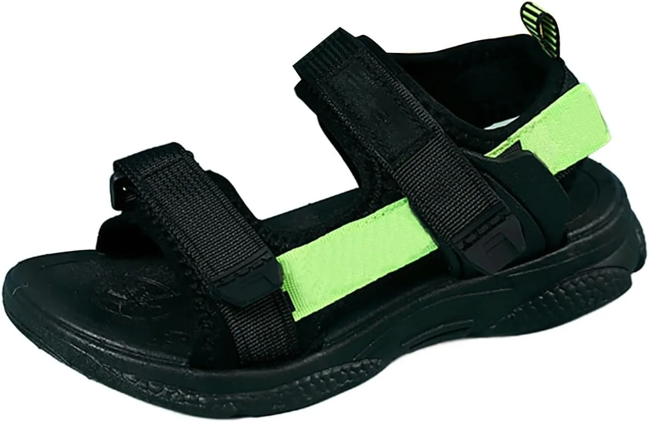 Children's Boys Summer Sports Sandals Hiking Beach Outdoor Open Toe Sports Sandals Boy Sandals (Green #1, 4 Big Kids)