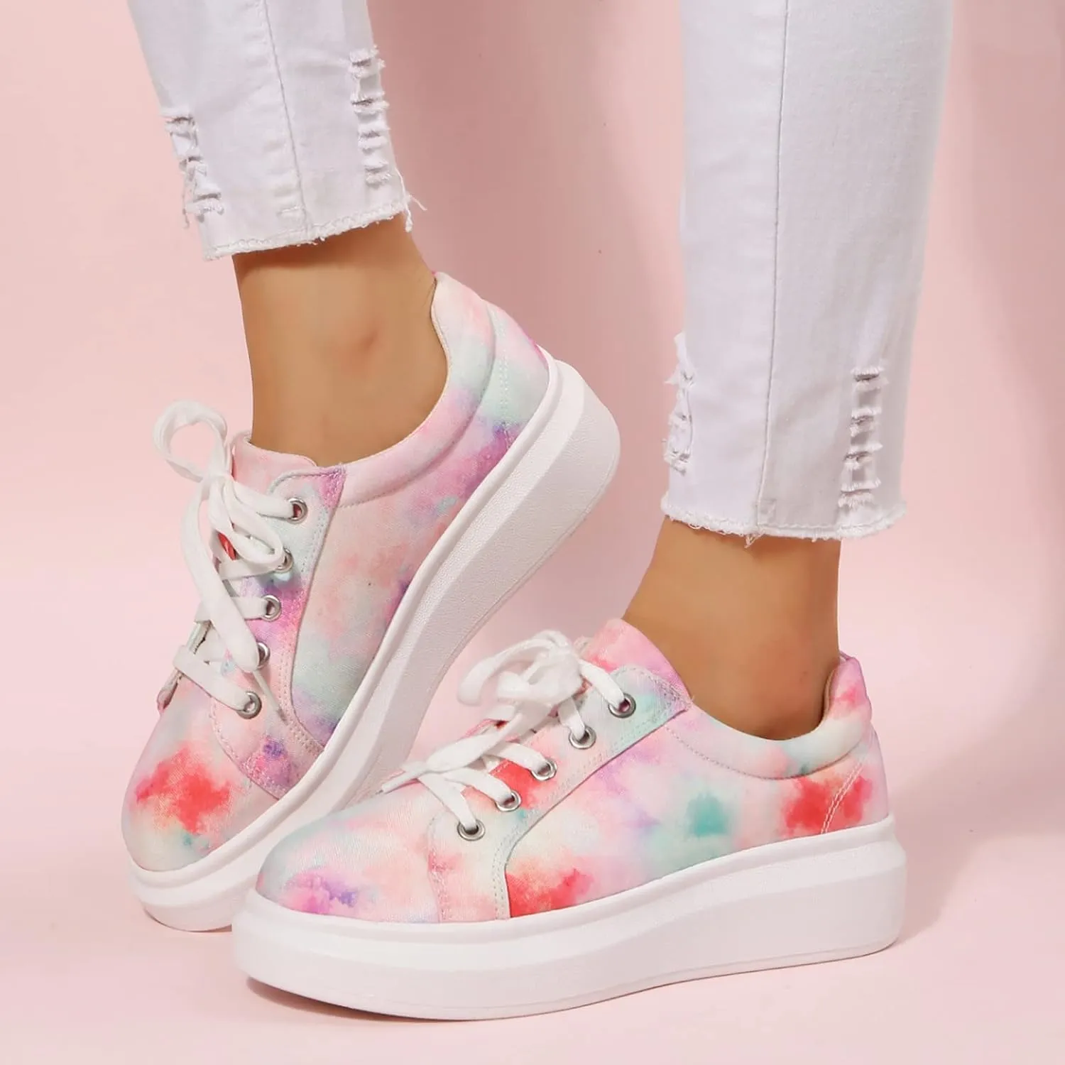 CsgrFagr Women Low Top Casual Walking Shoes Canvas Shoes Breathable Casual Sport Shoes Fashion Shoes Platform Summer Sandal (A, 6.5)