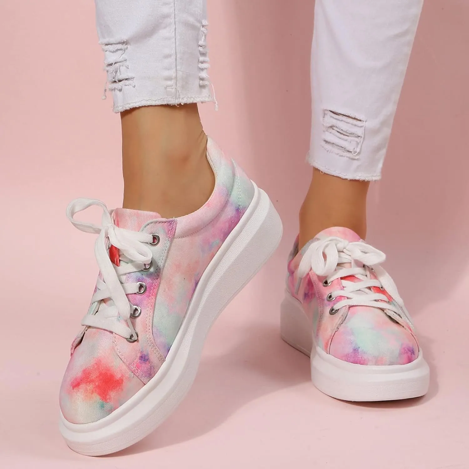 CsgrFagr Women Low Top Casual Walking Shoes Canvas Shoes Breathable Casual Sport Shoes Fashion Shoes Platform Summer Sandal (A, 6.5)