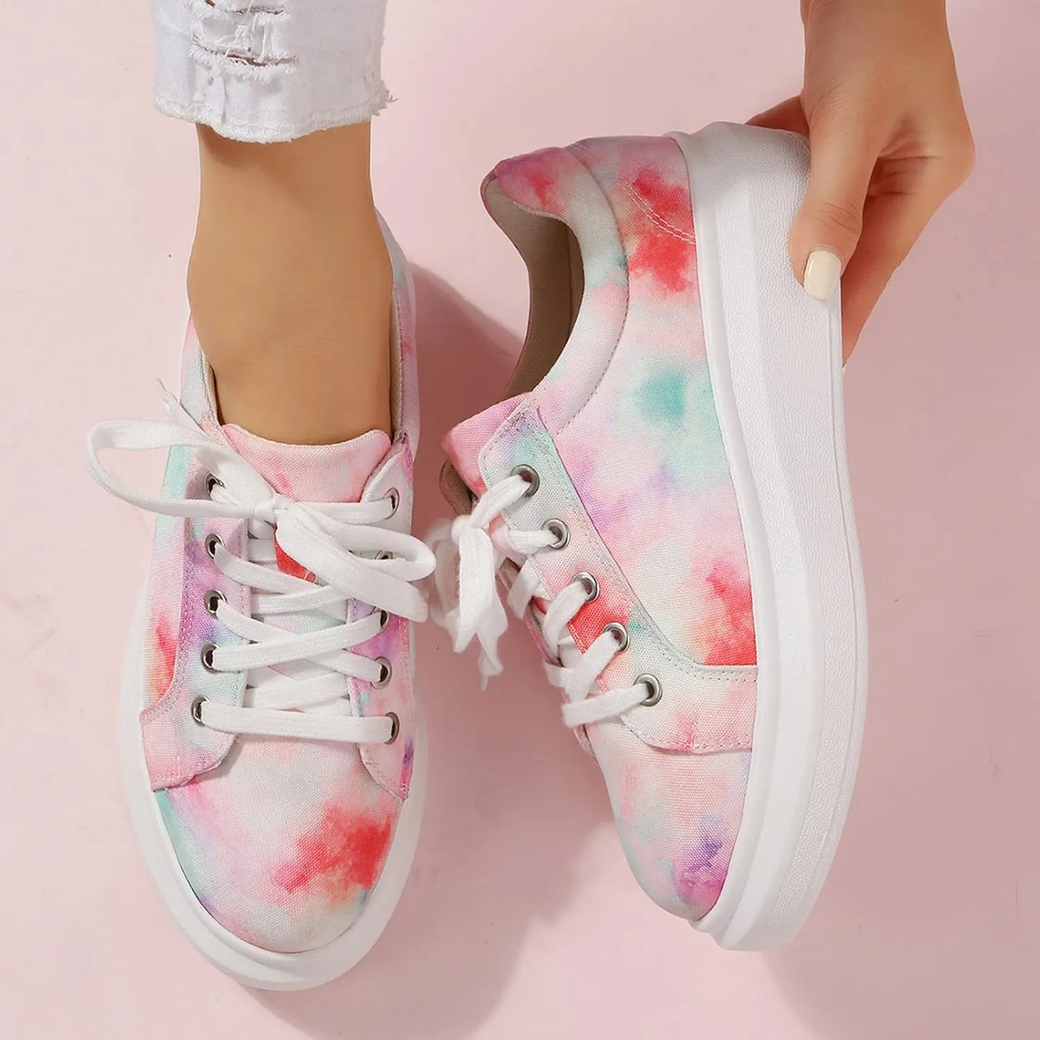 CsgrFagr Women Low Top Casual Walking Shoes Canvas Shoes Breathable Casual Sport Shoes Fashion Shoes Platform Summer Sandal (A, 6.5)