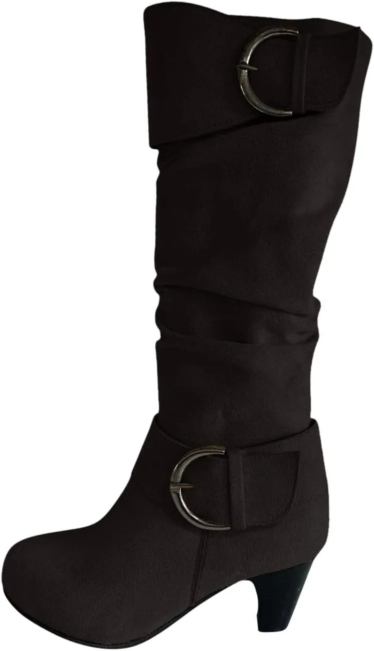 Ctreela Slouchy Women Biker Boots Knee High Motorcycle Fashion Western Boots Combat Riding Military Boots Wide Calf Booties
