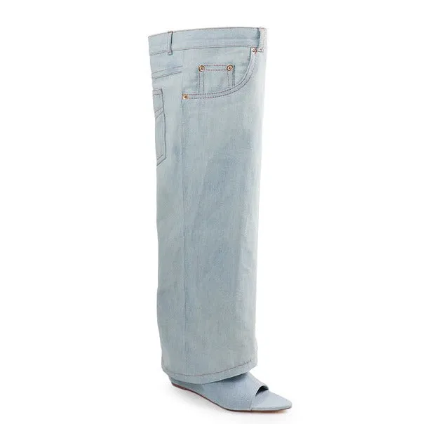 Denim Fold Over Jean Boots Mutto-13