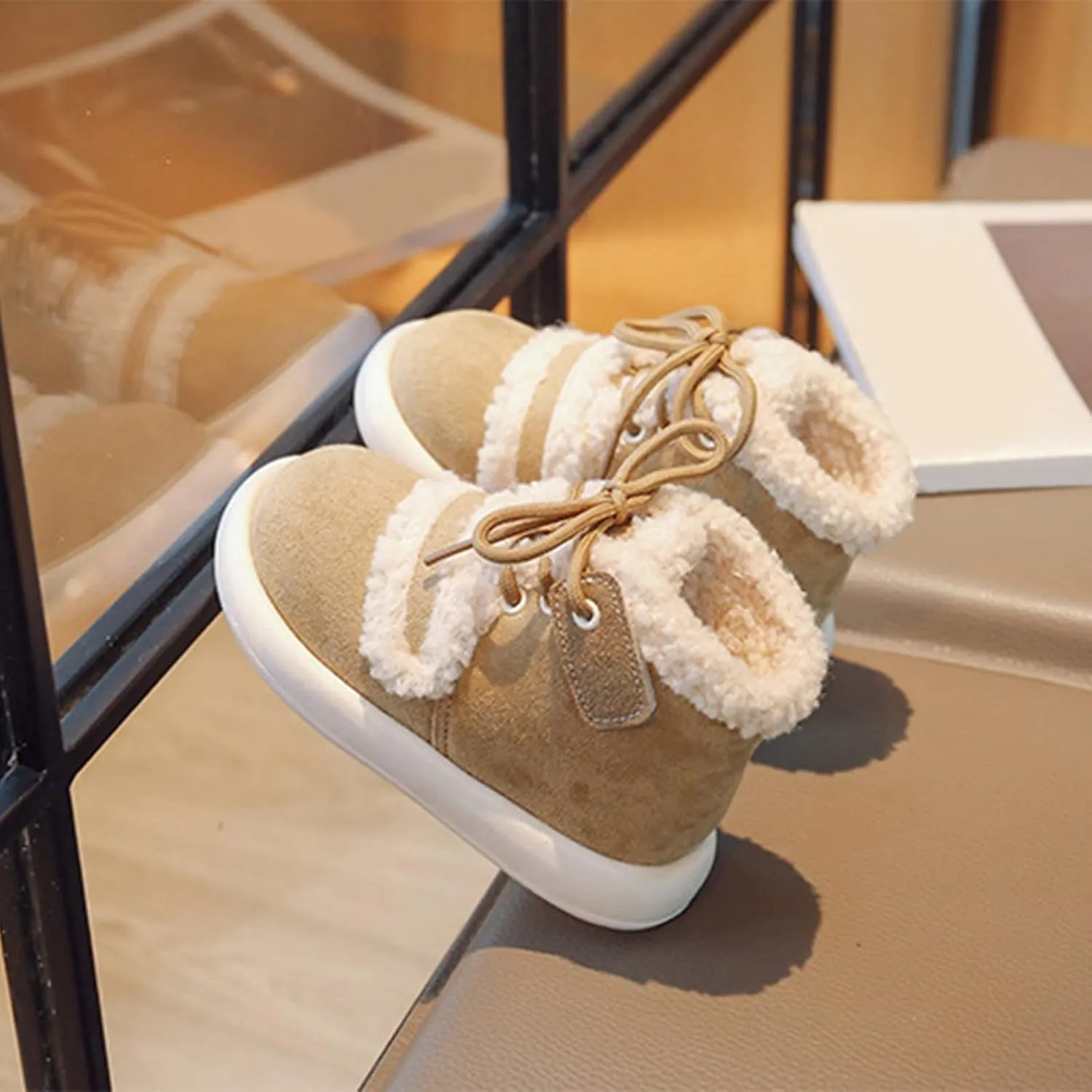 Fashion Winter Children Boots Boys and Girls Flat Ankle Boots High Top Cotton Wool for Warmth and Kid Girl Winter Boots