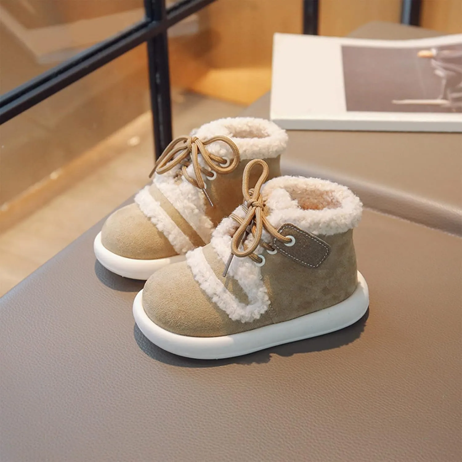 Fashion Winter Children Boots Boys and Girls Flat Ankle Boots High Top Cotton Wool for Warmth and Kid Girl Winter Boots