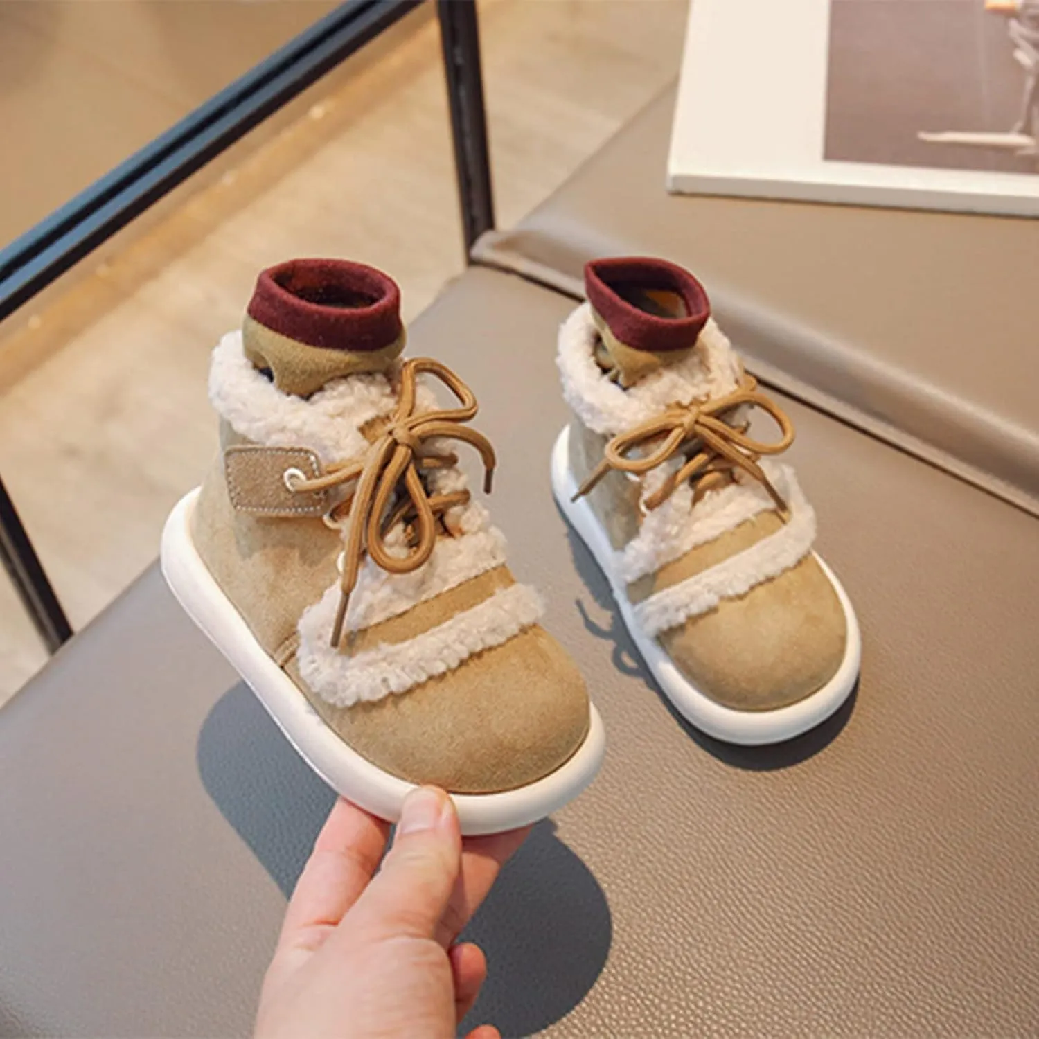 Fashion Winter Children Boots Boys and Girls Flat Ankle Boots High Top Cotton Wool for Warmth and Kid Girl Winter Boots