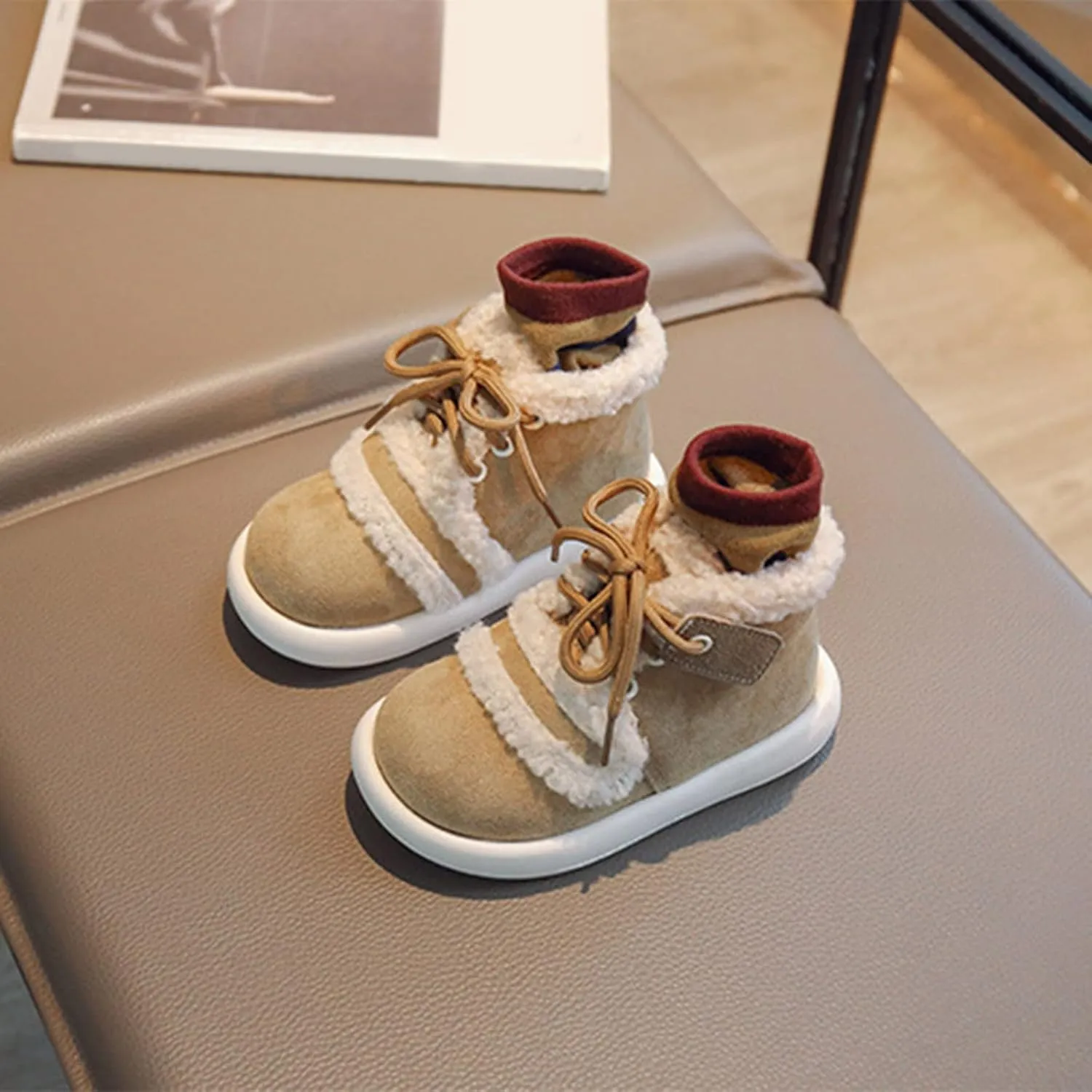 Fashion Winter Children Boots Boys and Girls Flat Ankle Boots High Top Cotton Wool for Warmth and Kid Girl Winter Boots