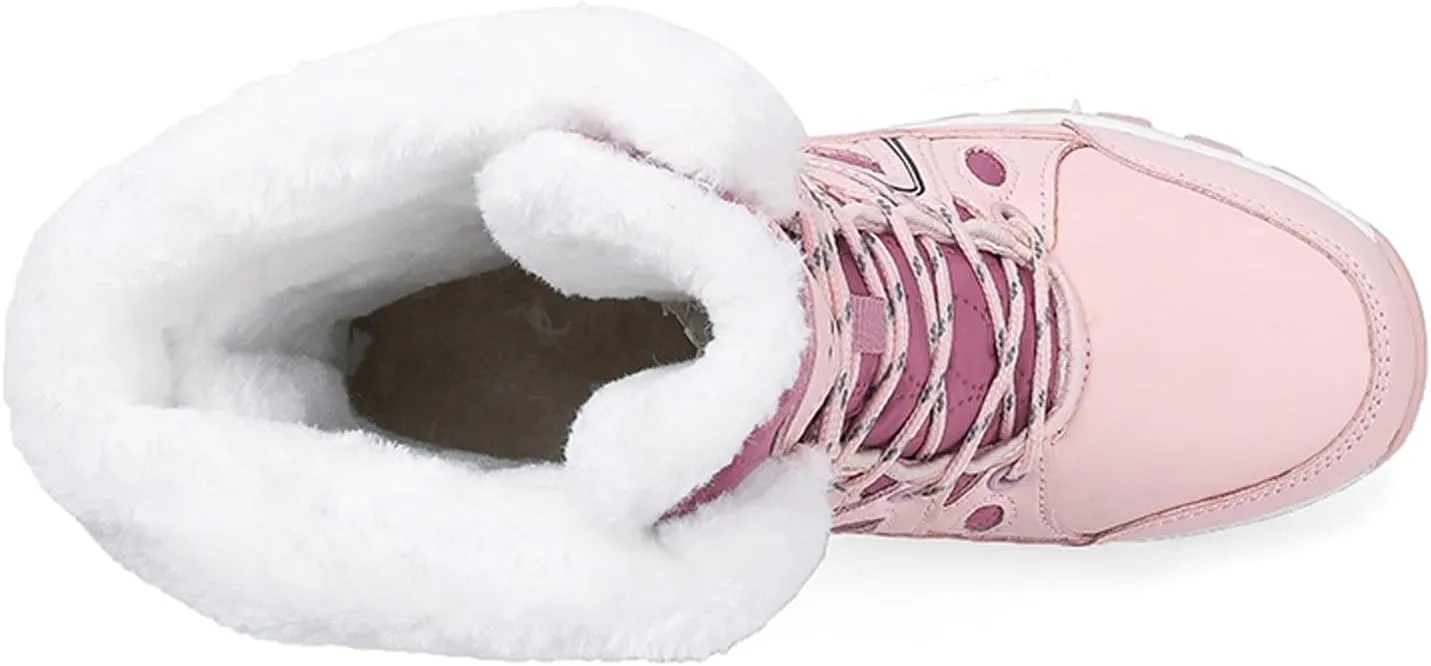 Fur Snow Boots For Women Wide Width Furry Boots Waterproof Ankle Boots Warm Winter Boots Mid-Calf Boots