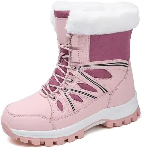 Fur Snow Boots For Women Wide Width Furry Boots Waterproof Ankle Boots Warm Winter Boots Mid-Calf Boots
