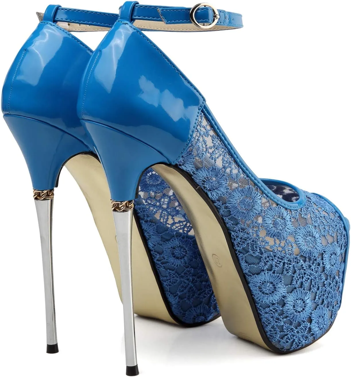 getmorebeauty Women's stripper Heels Sandals Lace Flower Strappy Hollow stiletto High Heels