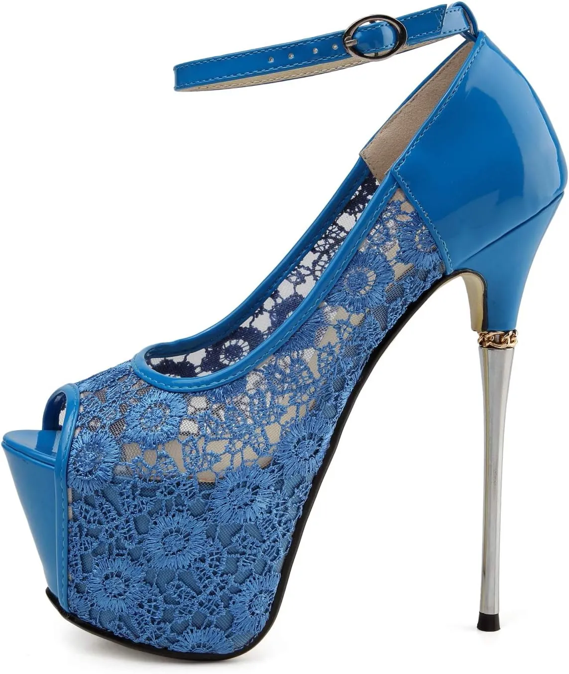 getmorebeauty Women's stripper Heels Sandals Lace Flower Strappy Hollow stiletto High Heels