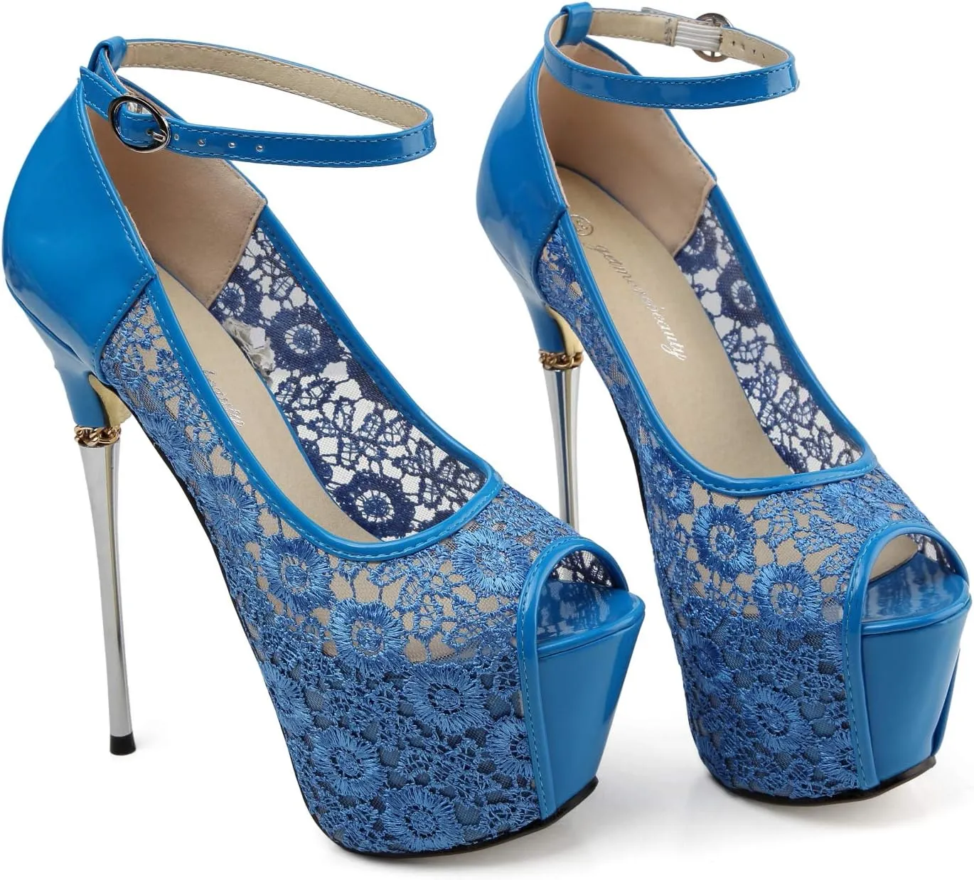 getmorebeauty Women's stripper Heels Sandals Lace Flower Strappy Hollow stiletto High Heels