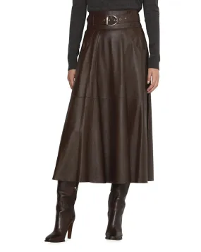 Handmade Genuine Lambskin Leather Women's Mid Calf Skirt