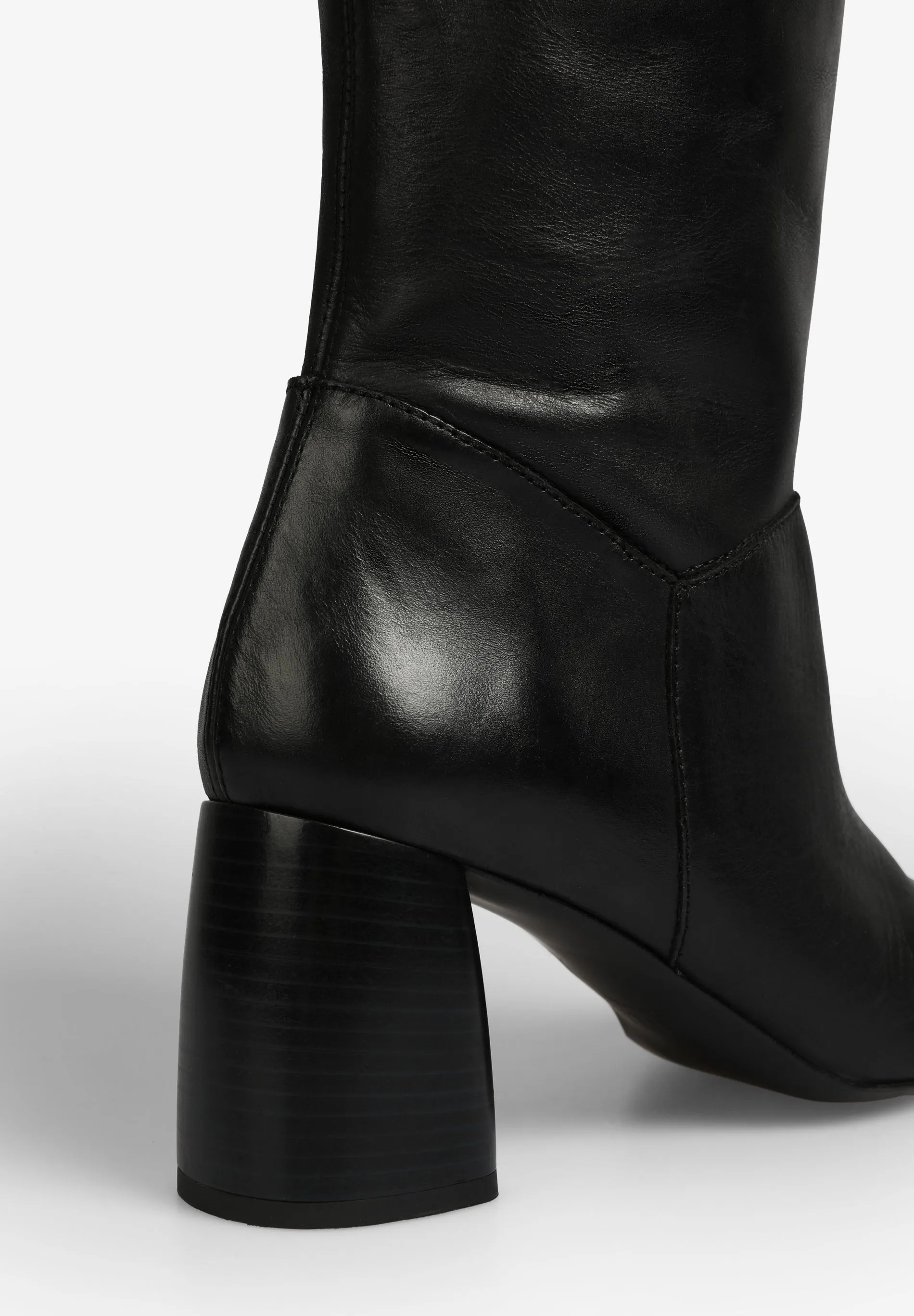 KNEE-HIGH LEATHER HIGH-HEELED BOOTS
