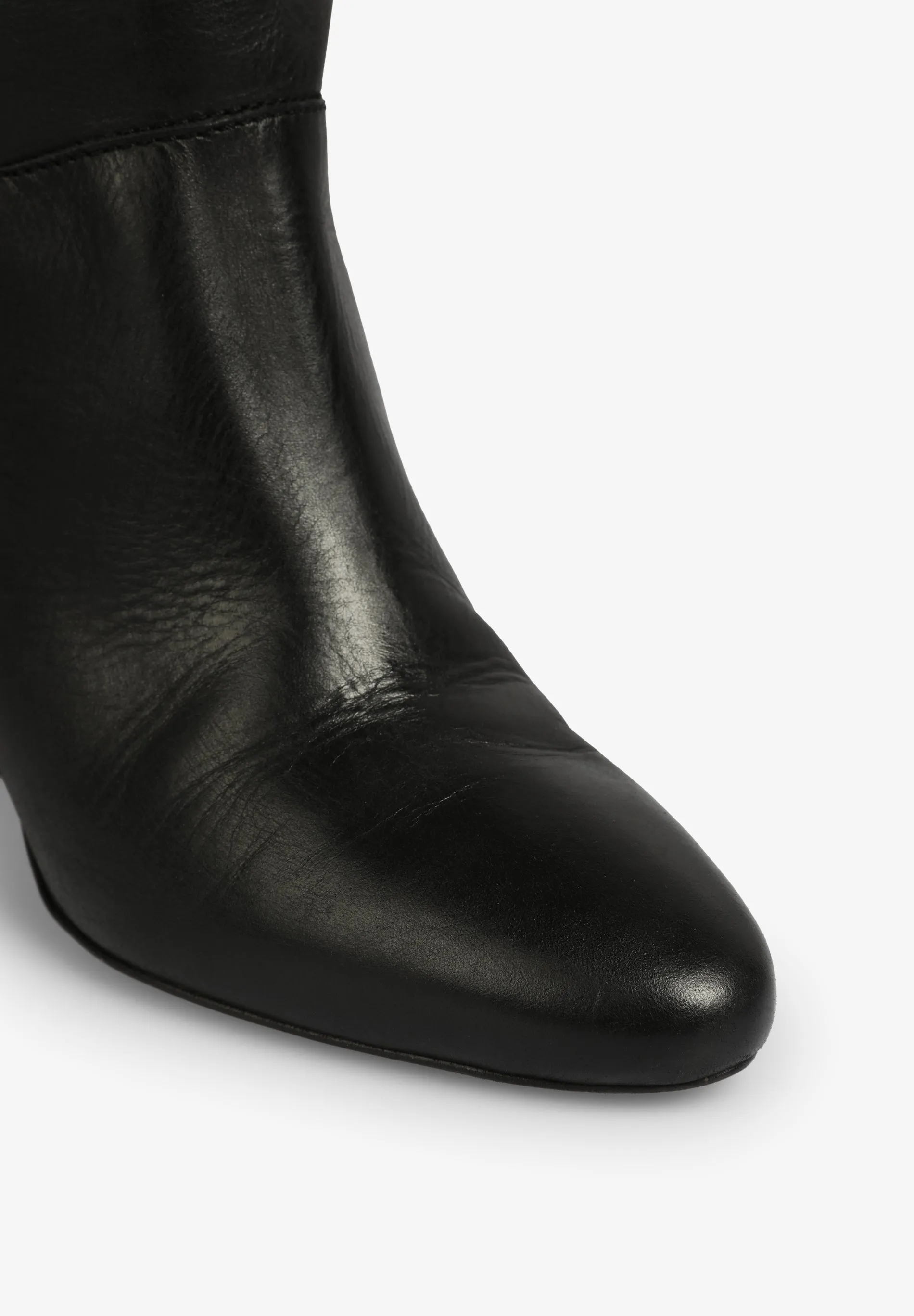KNEE-HIGH LEATHER HIGH-HEELED BOOTS