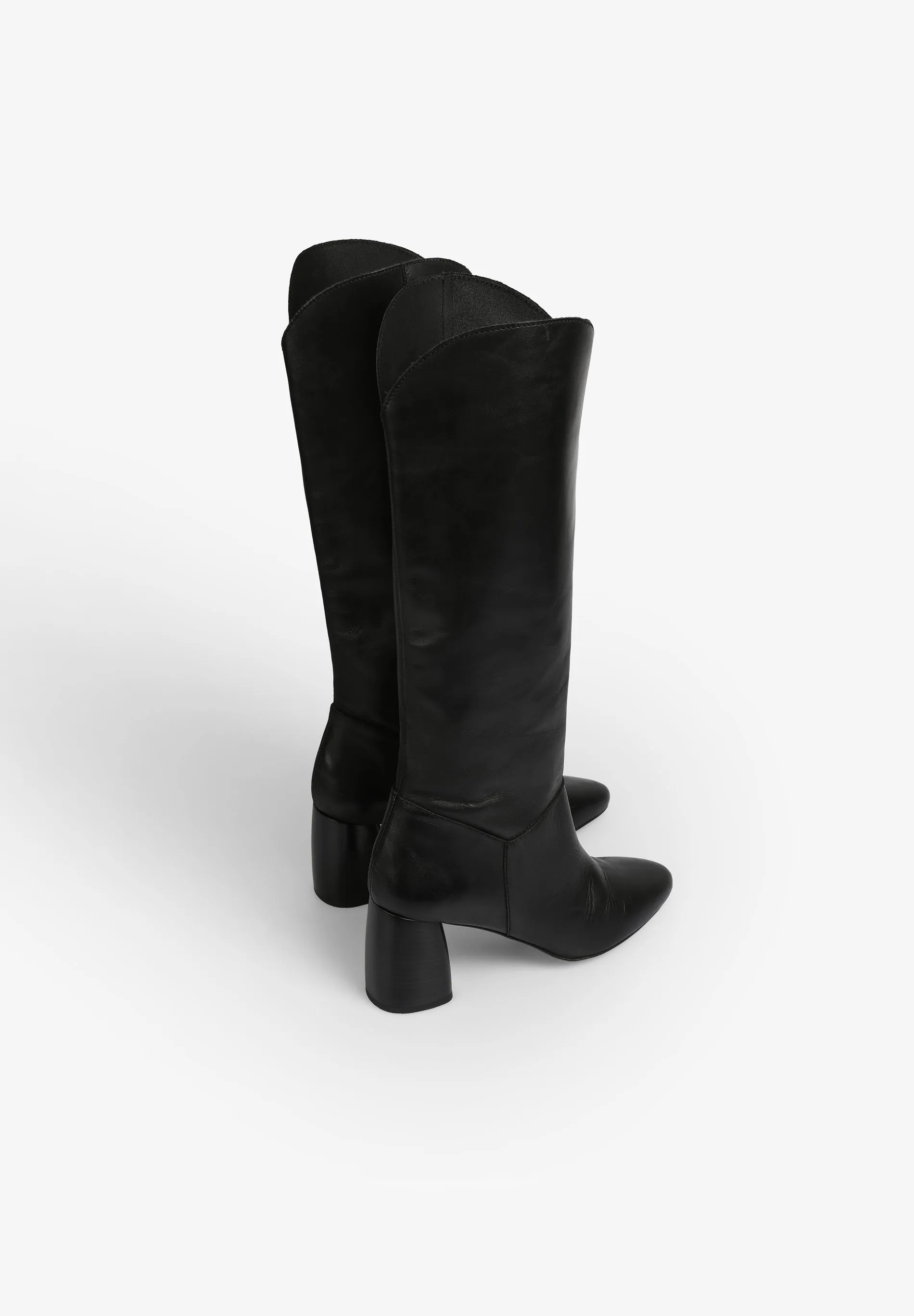 KNEE-HIGH LEATHER HIGH-HEELED BOOTS