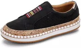 Ladmiple Sneakers For Women Slip On Wide Width Casual Leather Walking Shoes Dressy Casual Summer Lace Up Platform Loafer