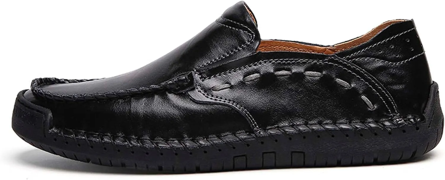 Men's Casual Loafers Fashion Walking Shoes Non-slip Driving Shoes Comfortable Cowhide Casual Shoes Business Office Shoes Outdoor Casual Sneakers