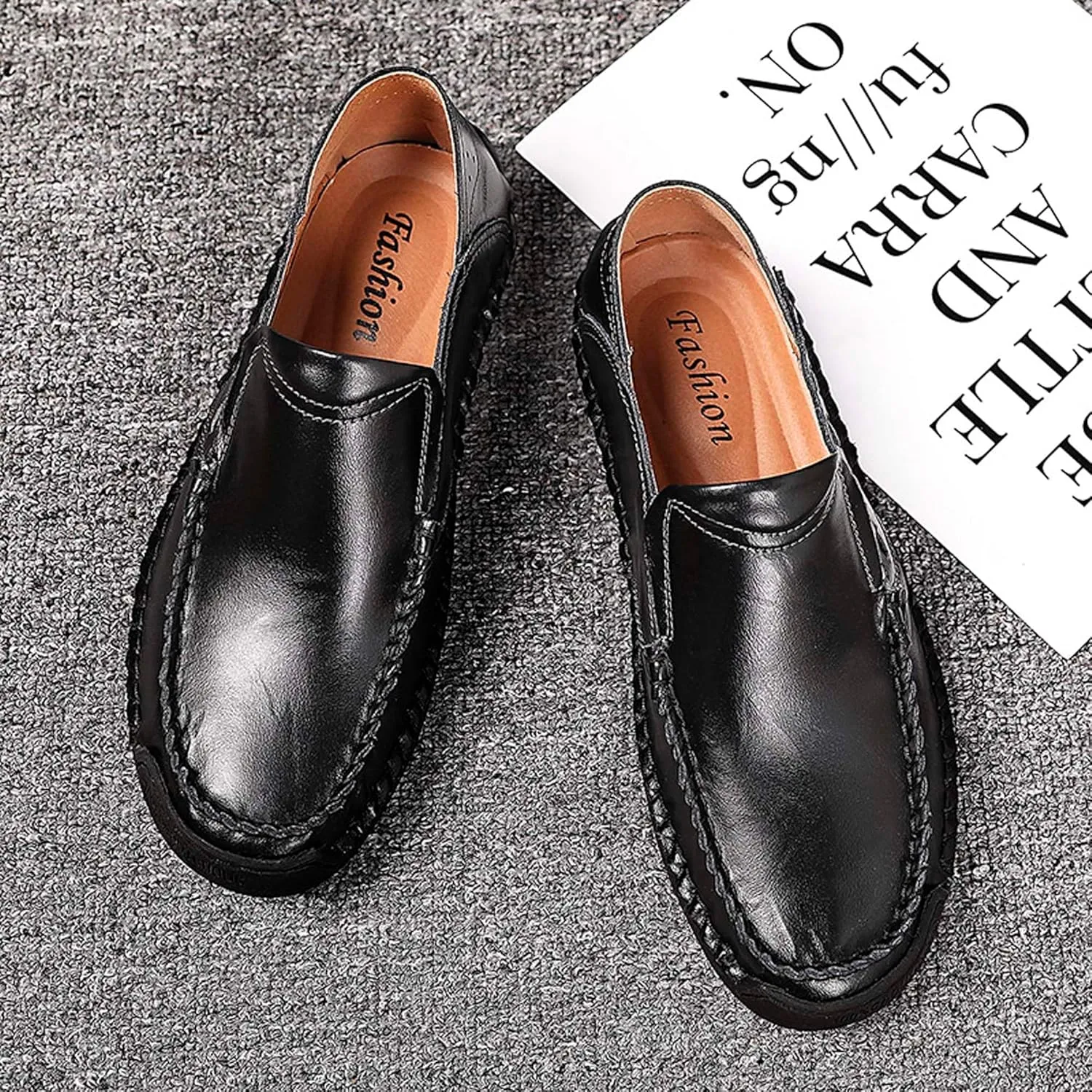 Men's Casual Loafers Fashion Walking Shoes Non-slip Driving Shoes Comfortable Cowhide Casual Shoes Business Office Shoes Outdoor Casual Sneakers
