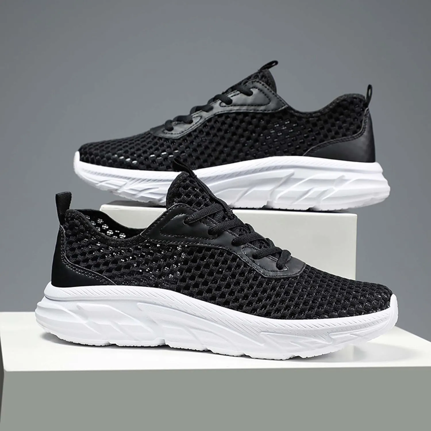 Men's Mesh Sports Running Shoes Lightweight Breathable Casual Walking Work Jogging Shoes Non-Slip Soft Bottom Sports Tennis Fitness Training Shoes