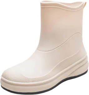 Mid Calf Rain Boots for Women Waterproof Garden Shoes Anti-Slip Rainboots Outdoor Work Rain Shoes