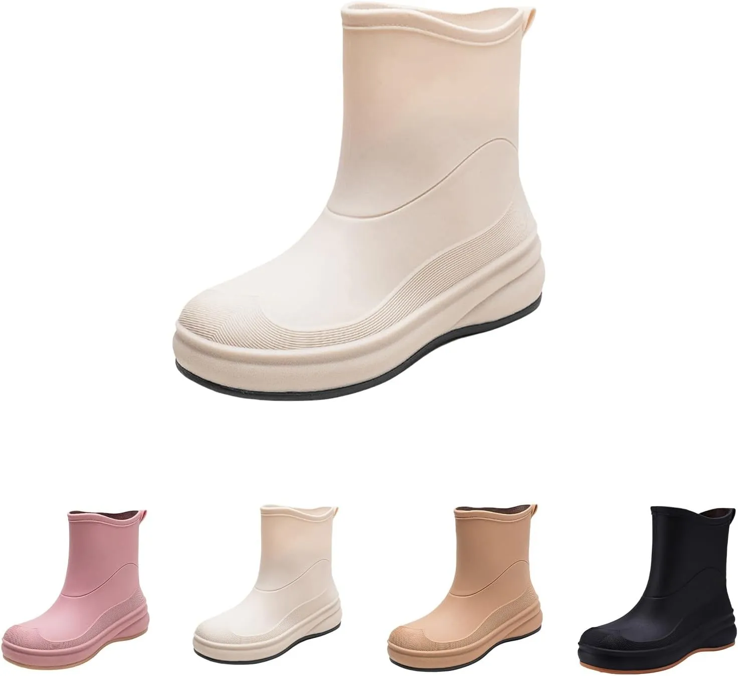 Mid Calf Rain Boots for Women Waterproof Garden Shoes Anti-Slip Rainboots Outdoor Work Rain Shoes