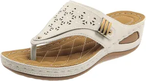 Orthopedic Sandals for Women Arch Support Summer Hollow Platform Wedge Flip-Flops Slip-On Slippers Breathable Walking Beach Shoes