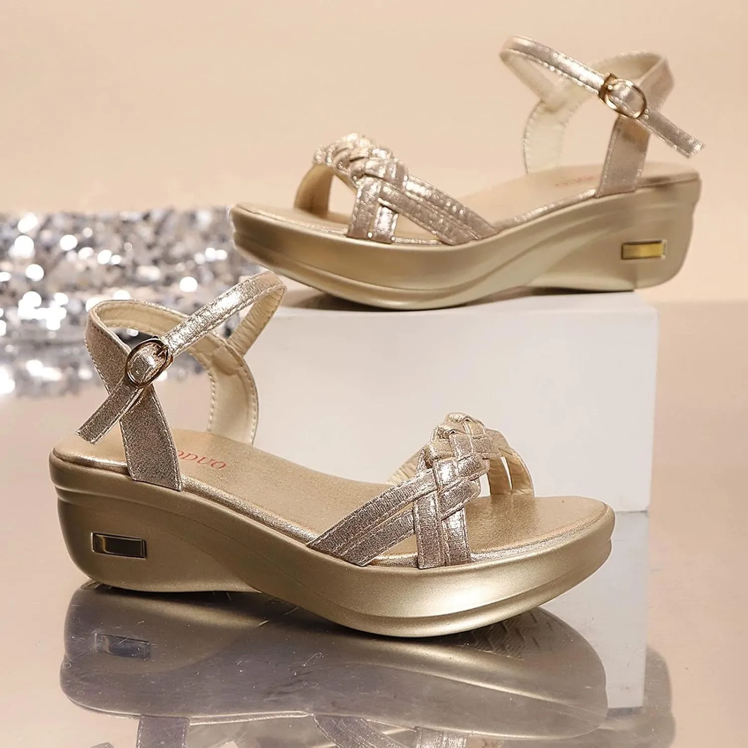Orthopedic Wedge Sandals for Women 2025 Comfortable Dressy Summer Platform Low Wedges Womens Sandal Heels Dress Open Toe Ankle Strap Shoes for Wedding Bridal Prom Party