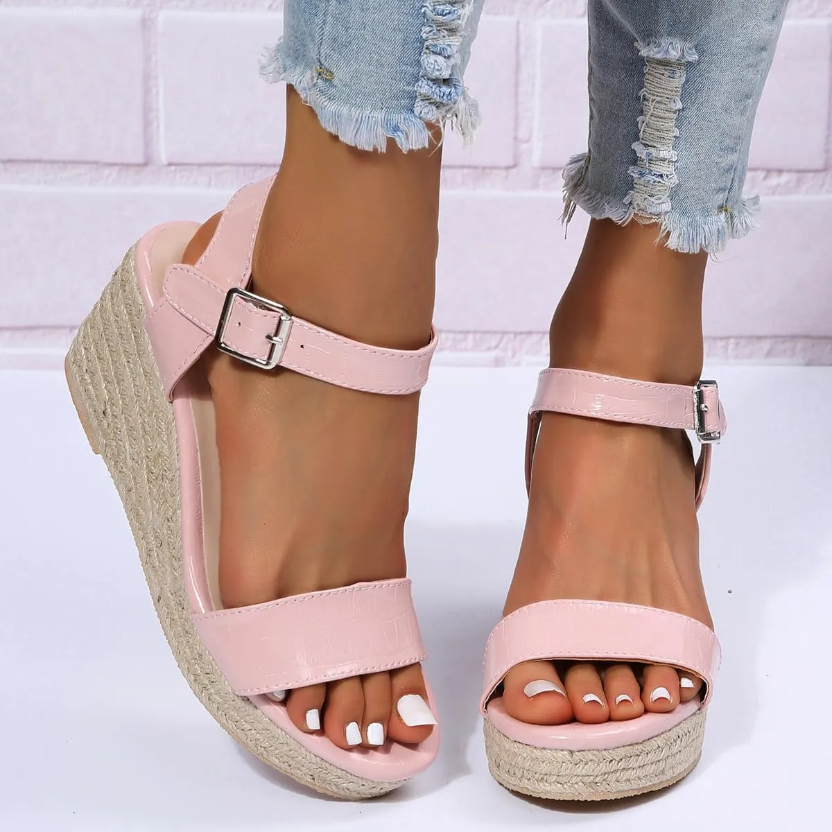 Platform Sandals Women Open Toe High Heels Wedge Sandal Ankle Buckle Strap Espadrilles Casual Summer Shoes Breathable Comfort Wear Office Work Dressy Footwear 2025 Fashion Walking Wedges