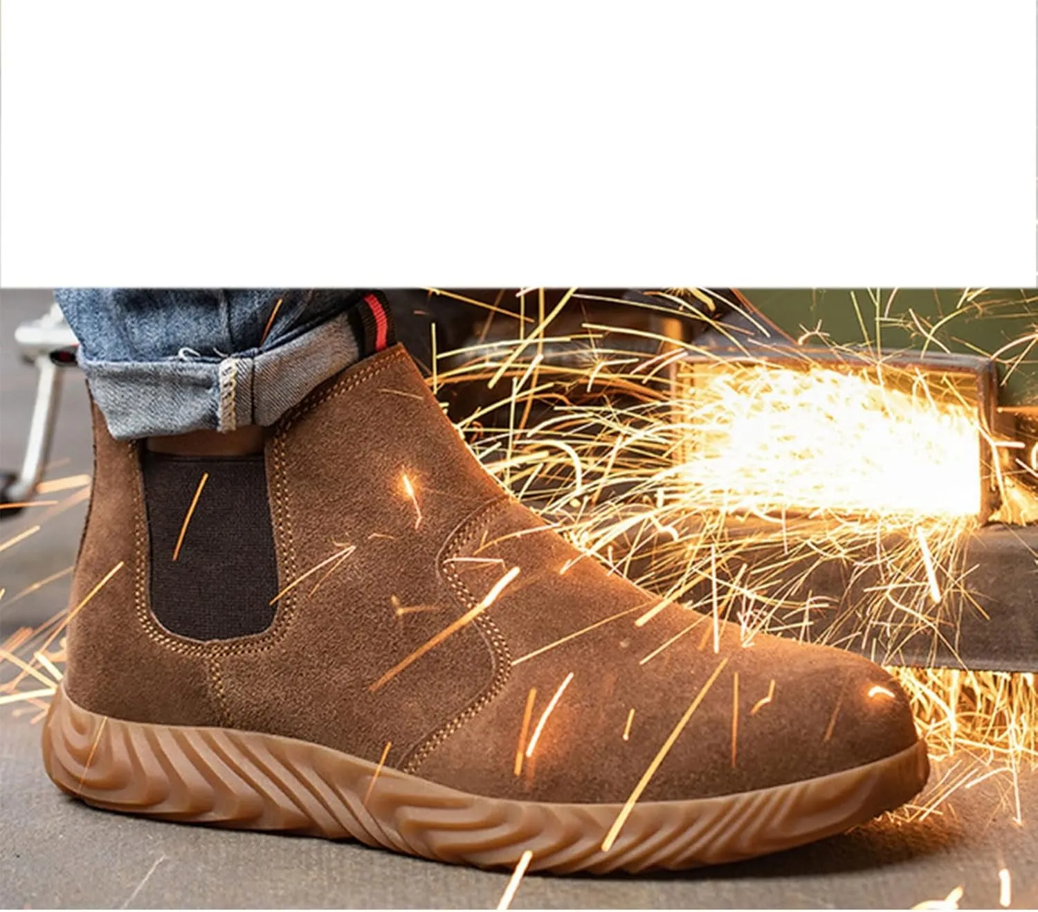 Safety Trainers Men Women Steel Toe Cap Safety Shoes Lightweight Wide Fit Work Boots Non-Slip Breathable Protective Industrial Sneakers (Color : Brown, Size : 9 US)