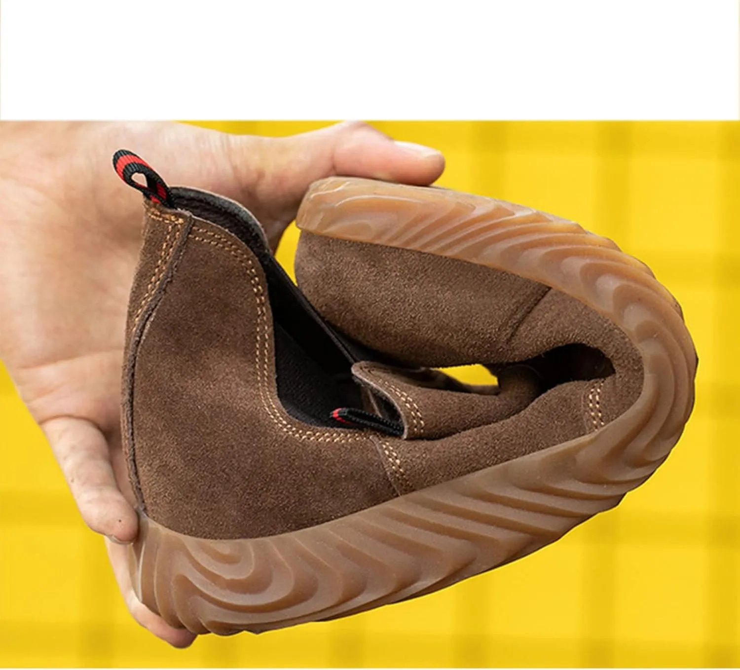 Safety Trainers Men Women Steel Toe Cap Safety Shoes Lightweight Wide Fit Work Boots Non-Slip Breathable Protective Industrial Sneakers (Color : Brown, Size : 9 US)