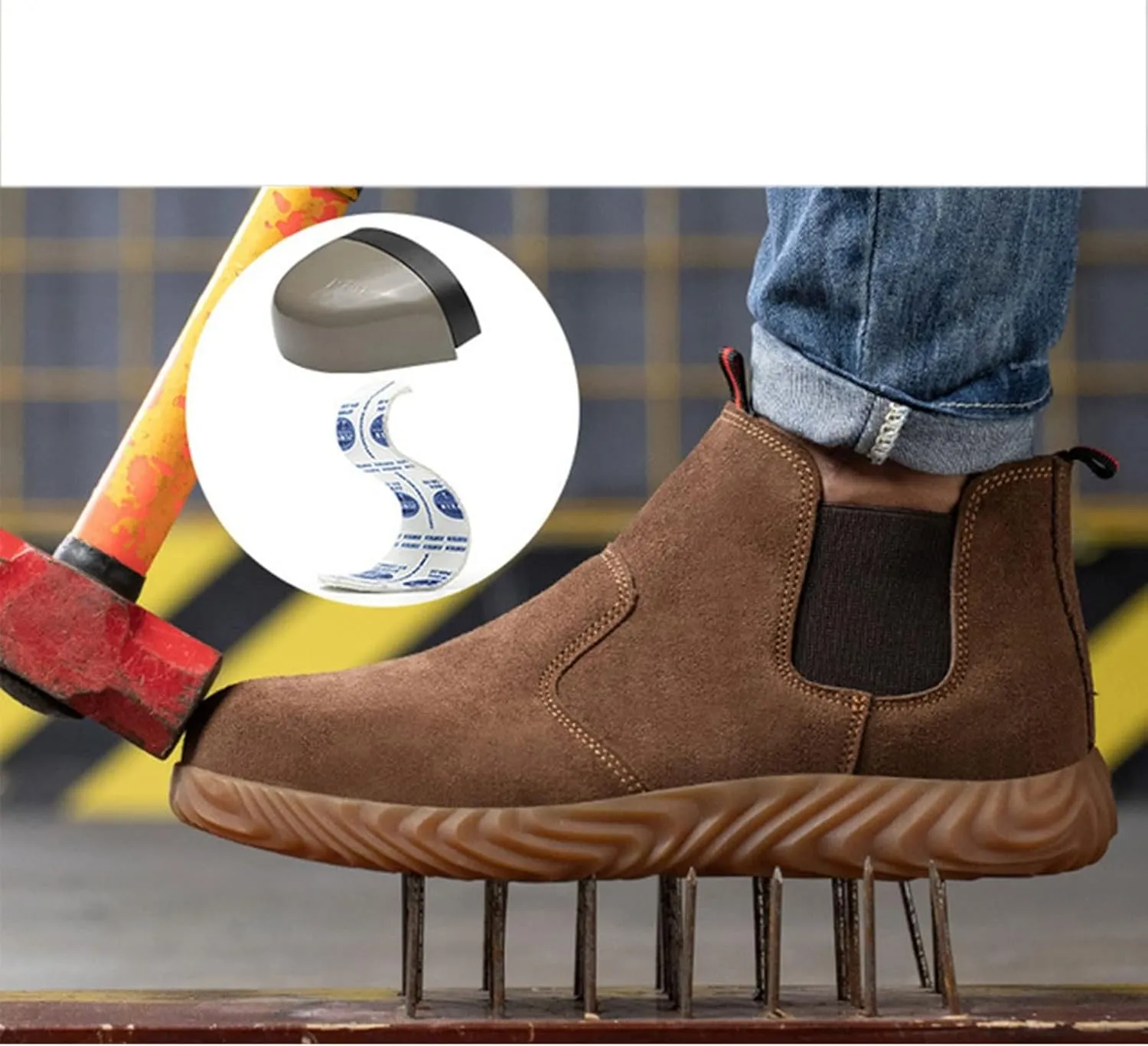 Safety Trainers Men Women Steel Toe Cap Safety Shoes Lightweight Wide Fit Work Boots Non-Slip Breathable Protective Industrial Sneakers (Color : Brown, Size : 9 US)