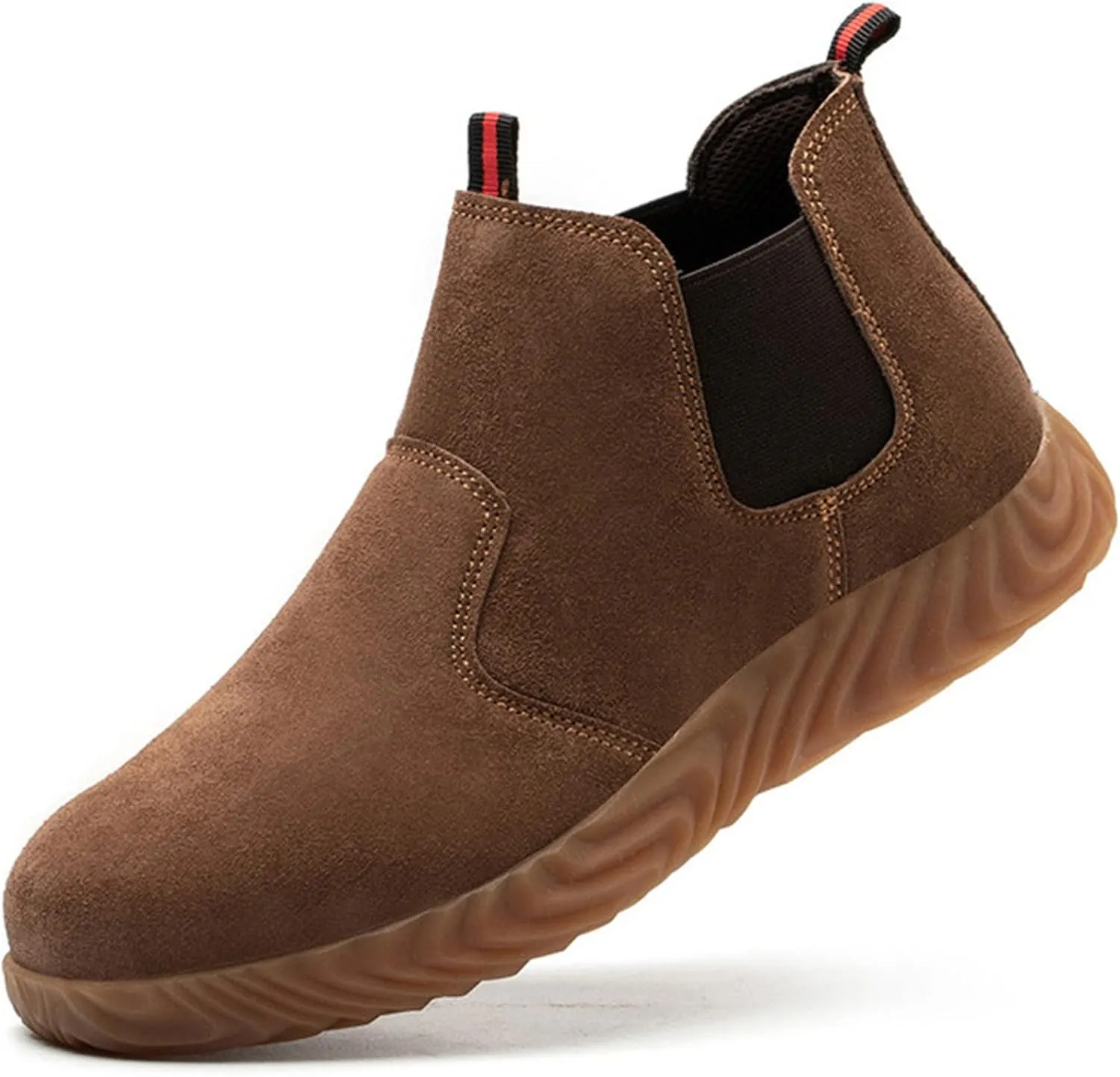 Safety Trainers Men Women Steel Toe Cap Safety Shoes Lightweight Wide Fit Work Boots Non-Slip Breathable Protective Industrial Sneakers (Color : Brown, Size : 9 US)