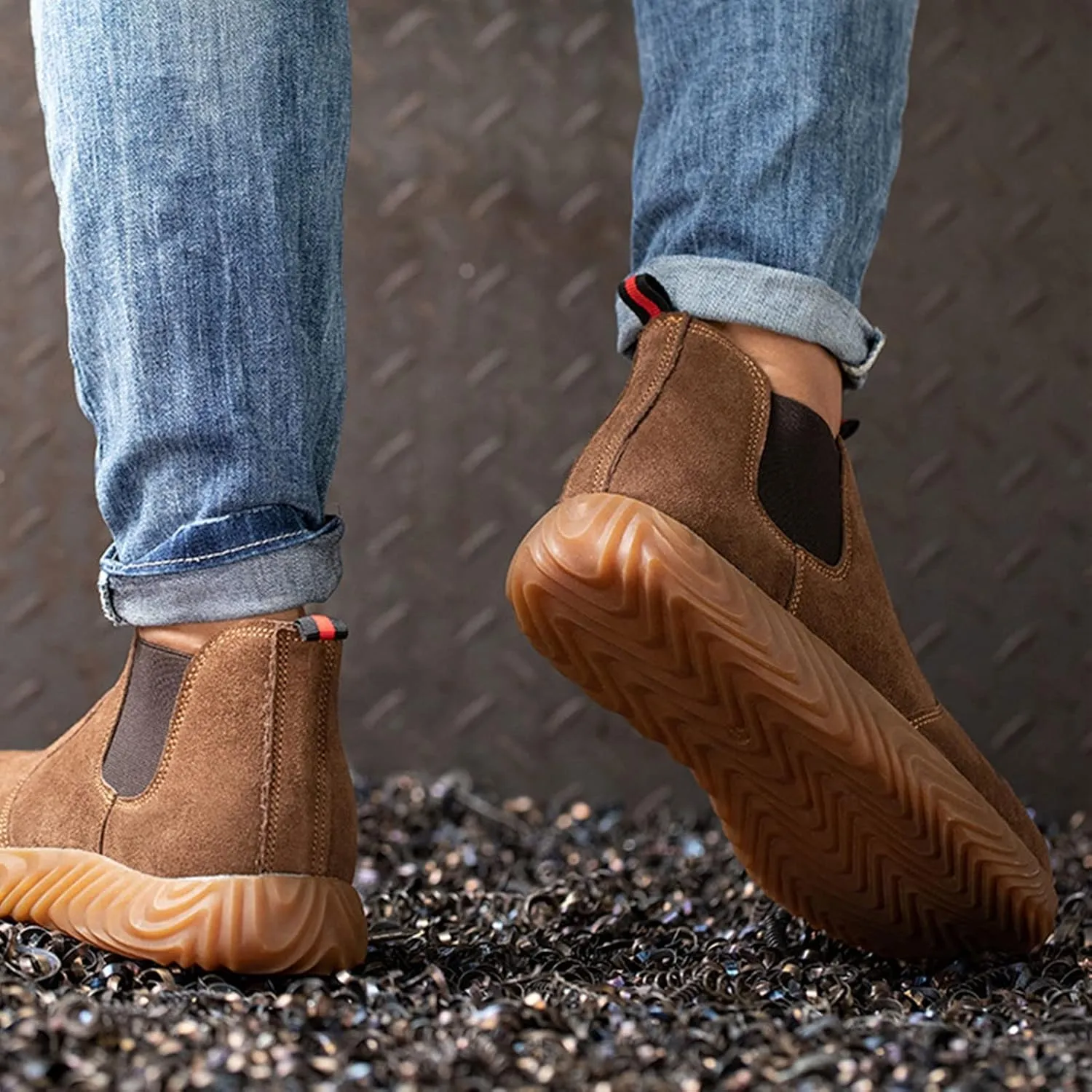 Safety Trainers Men Women Steel Toe Cap Safety Shoes Lightweight Wide Fit Work Boots Non-Slip Breathable Protective Industrial Sneakers (Color : Brown, Size : 9 US)