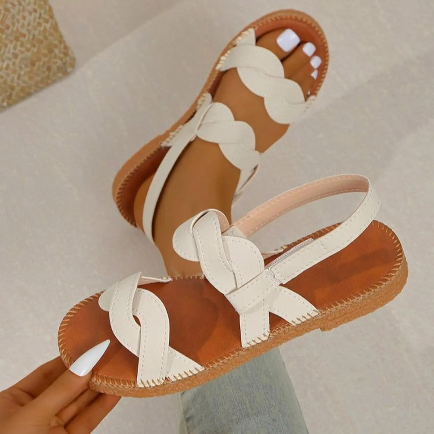Sandals Womens Flat Sandals Criss Cross Band Sandals Flat Boho Wedding Sandals Comfy Walking Dress Roman Sandals