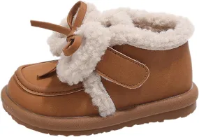 Toddlers Boots Girls Autumn Winter Cotton Shoes Plus Velvet Warm Versatile Short Boots Girls Baby Walking Shoes