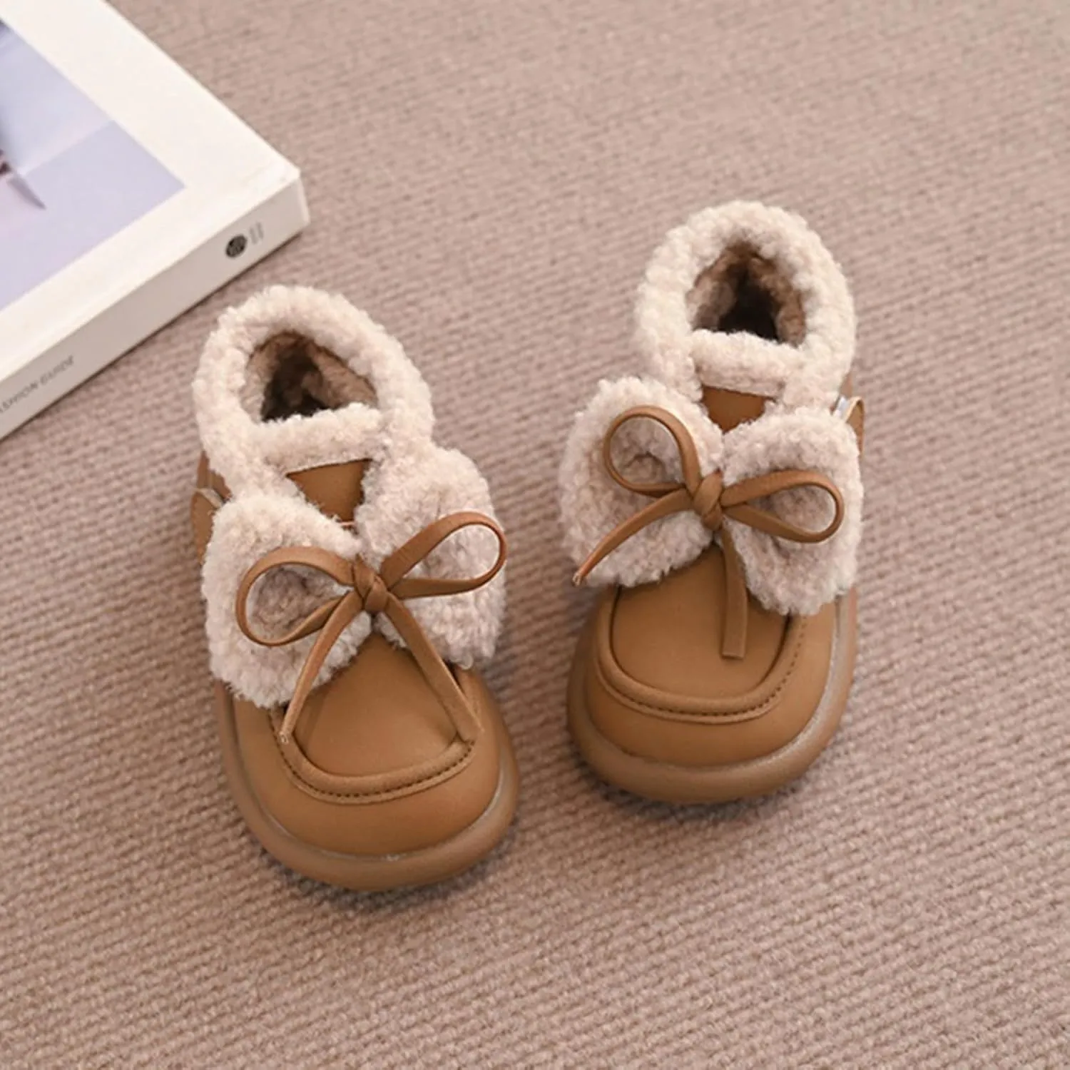 Toddlers Boots Girls Autumn Winter Cotton Shoes Plus Velvet Warm Versatile Short Boots Girls Baby Walking Shoes