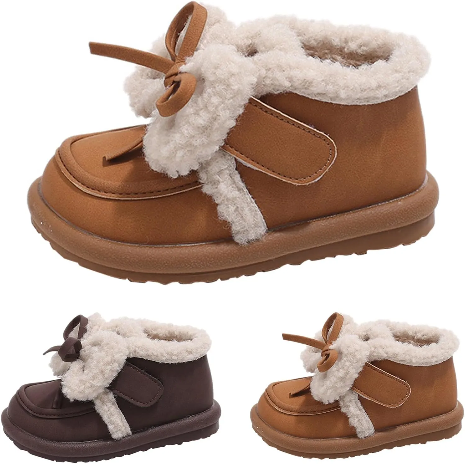 Toddlers Boots Girls Autumn Winter Cotton Shoes Plus Velvet Warm Versatile Short Boots Girls Baby Walking Shoes
