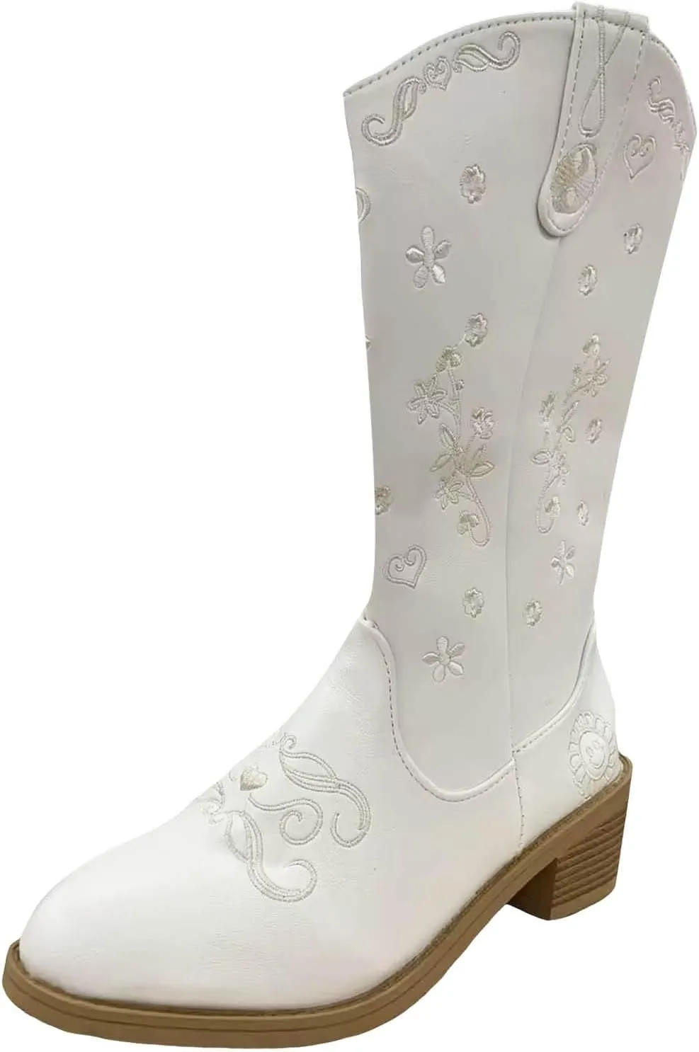 Wide Calf Cowboy Boots Women Cowgirl Boots Womens Western Boots Embroidered Chunky Heels Side Zipper Riding Boots