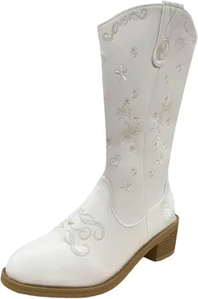 Wide Calf Cowboy Boots Women Cowgirl Boots Womens Western Boots Embroidered Chunky Heels Side Zipper Riding Boots