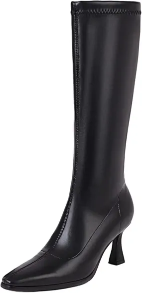 Women Fashion Concise 7.5CM High Heels Size Zipper Slim Knee High Boots