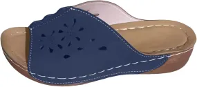 Women Orthopedic Wedge Sandals Slip On Dressy Summer Comfortable Slides Slippers Hollow Leather Yoga Mat Slippers for Summer and Daily Wear