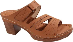 Women's Heeled Sandals Open Toe Casual Comfy Slipper 2025 Summer Hollow Out Low Block Chunky Heels Beach Walking Shoes