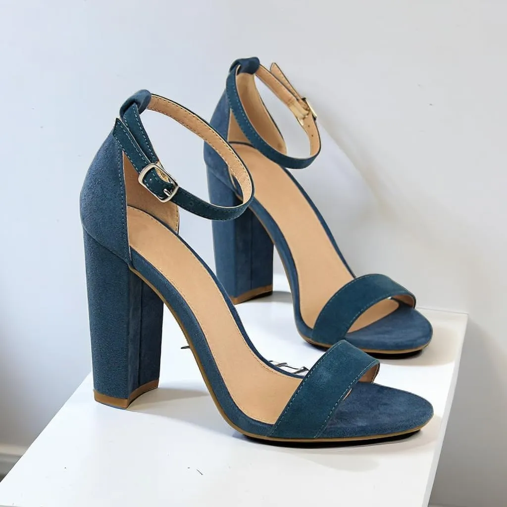 Women's High Chunky Heel Buckle Ankle Strap Sandals Chunky Block High Heel Sexy Dress Formal Party Sandal