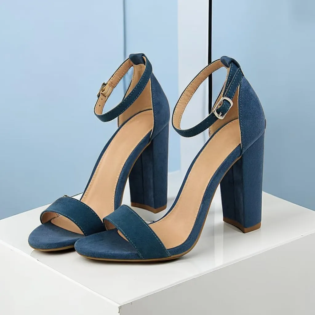 Women's High Chunky Heel Buckle Ankle Strap Sandals Chunky Block High Heel Sexy Dress Formal Party Sandal